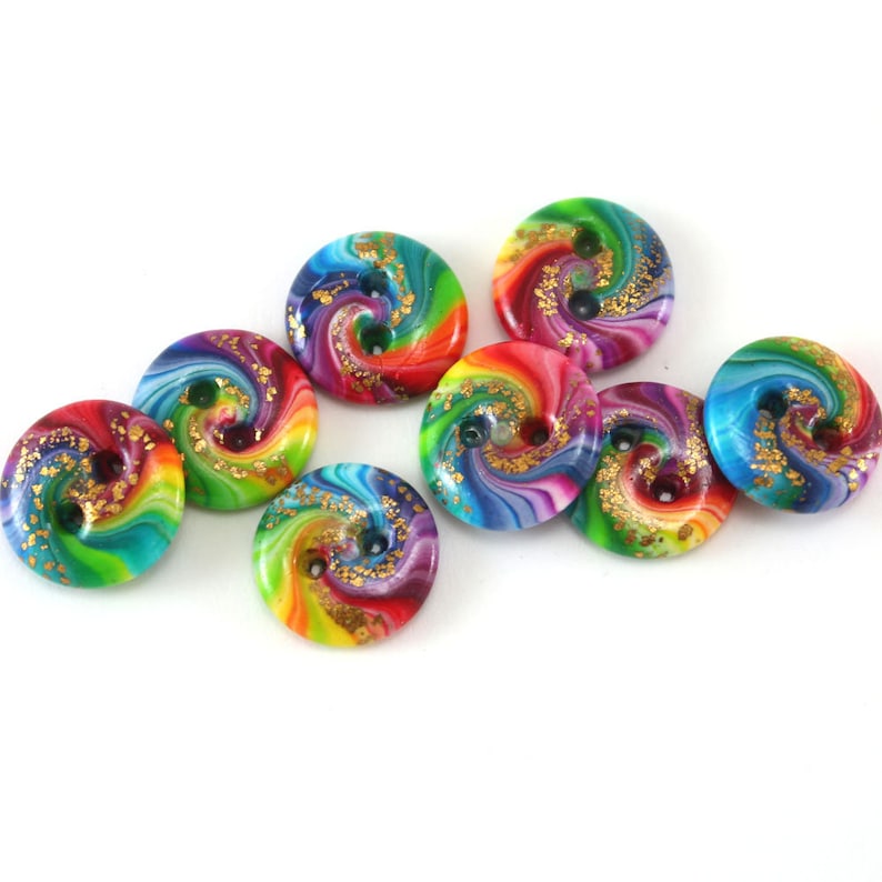 Original jewelry rainbow button for DIY gift craft supplies dress button shirt button crochet knit button colorful polymer clay button 8pcs