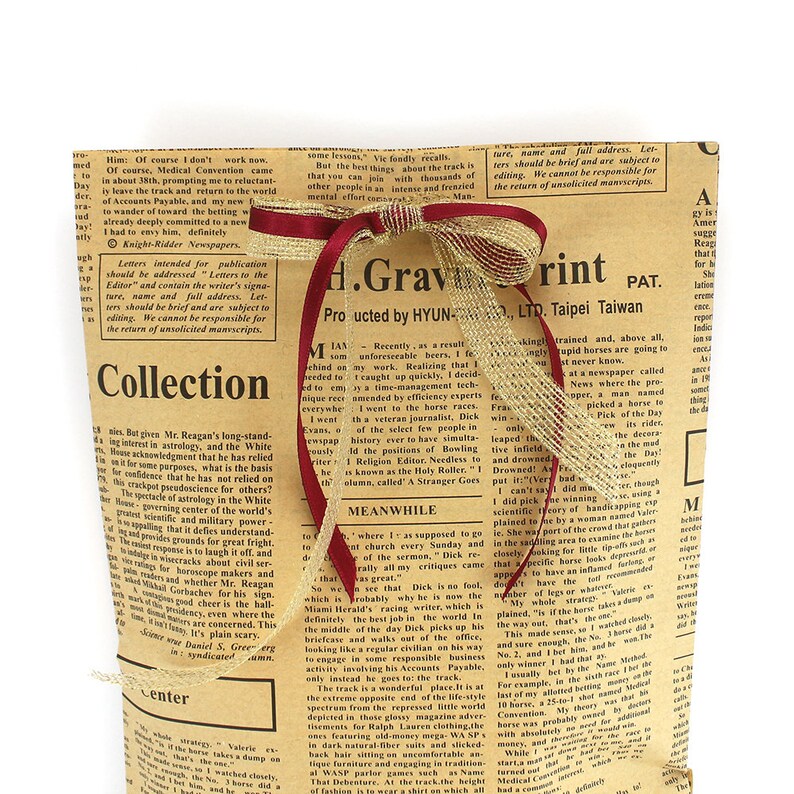 Vintage Style Paper Bags Newspaper Print Bags XL Gift Bags Etsy