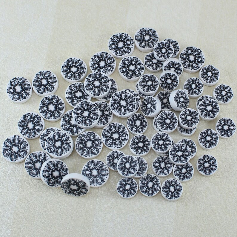 Jewelry Making Beads Polymer Clay Round Flat Beads Black and Etsy