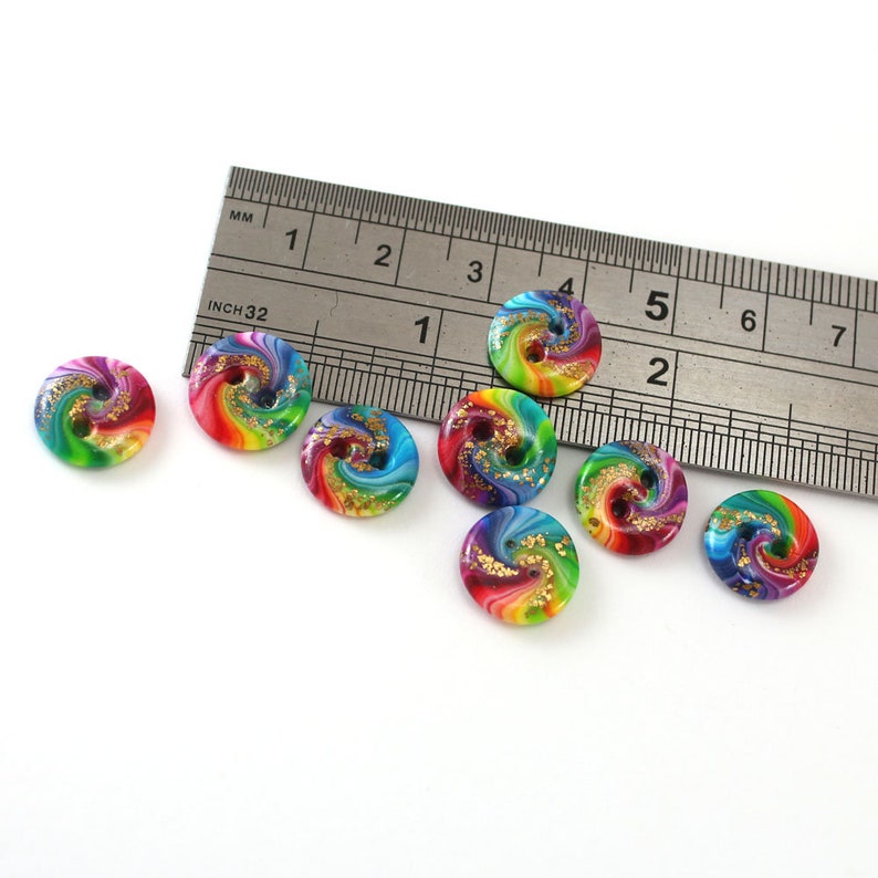 Original jewelry rainbow button for DIY gift craft supplies dress button shirt button crochet knit button colorful polymer clay button 8pcs