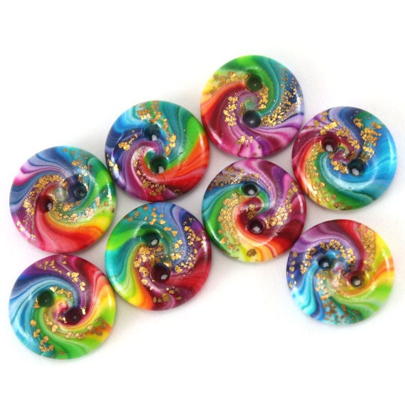 Original jewelry rainbow button for DIY gift craft supplies dress button shirt button crochet knit button colorful polymer clay button 8pcs