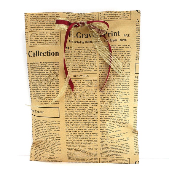 Vintage Style Paper Bags Newspaper Print Bags XL Gift Bags Etsy