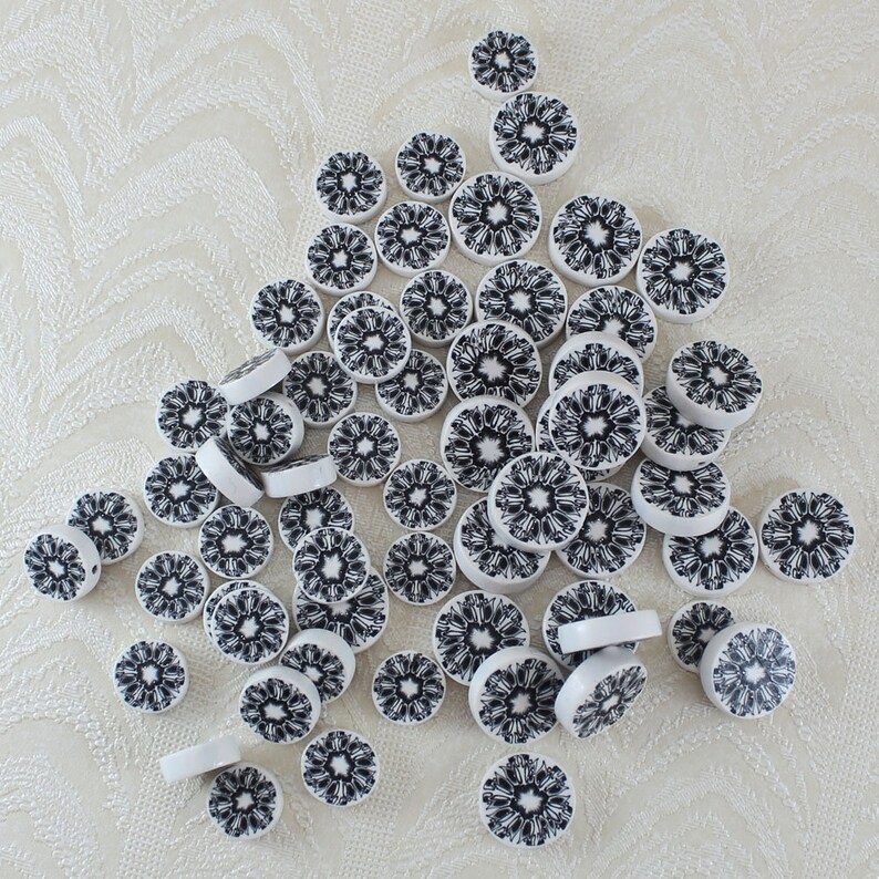 Jewelry Making Beads Polymer Clay Round Flat Beads Black and Etsy