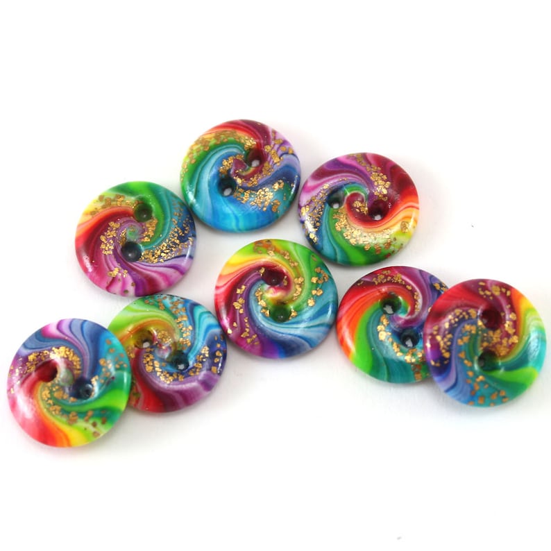 Original jewelry rainbow button for DIY gift craft supplies dress button shirt button crochet knit button colorful polymer clay button 8pcs