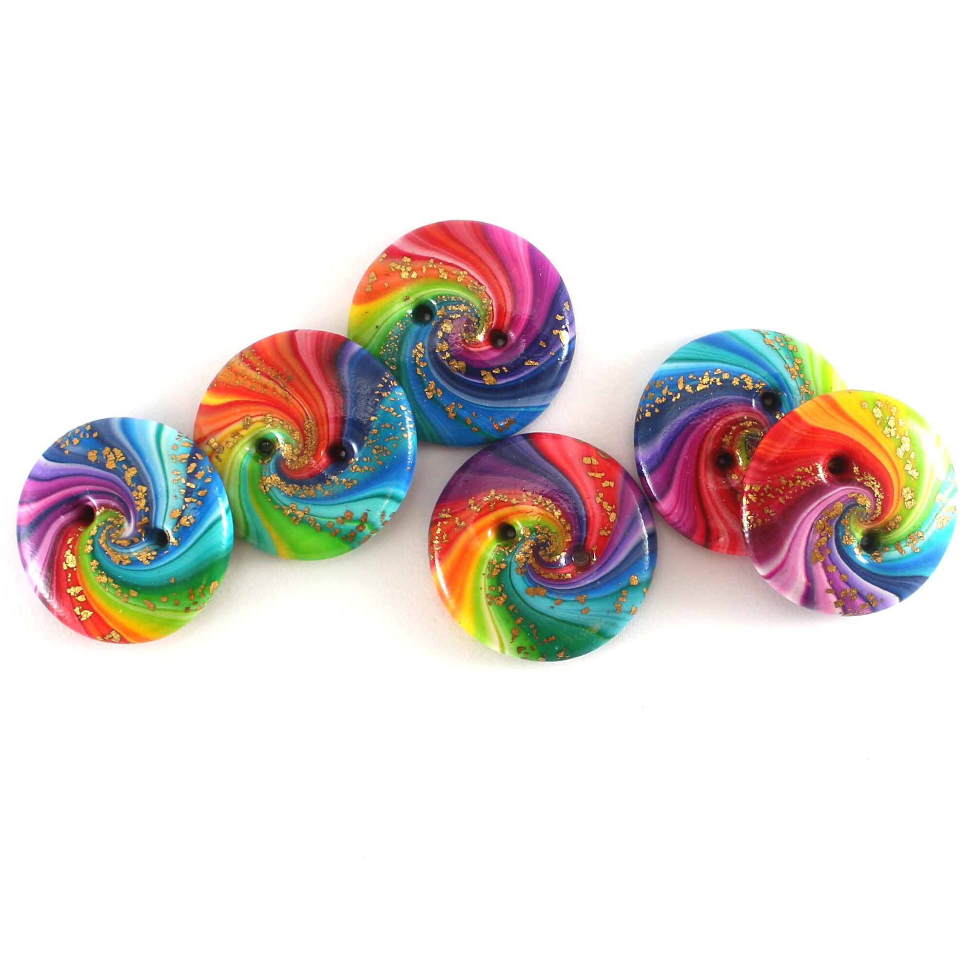 Unique cosmic swirl sewing buttons 6 handmade rainbow spiral Etsy