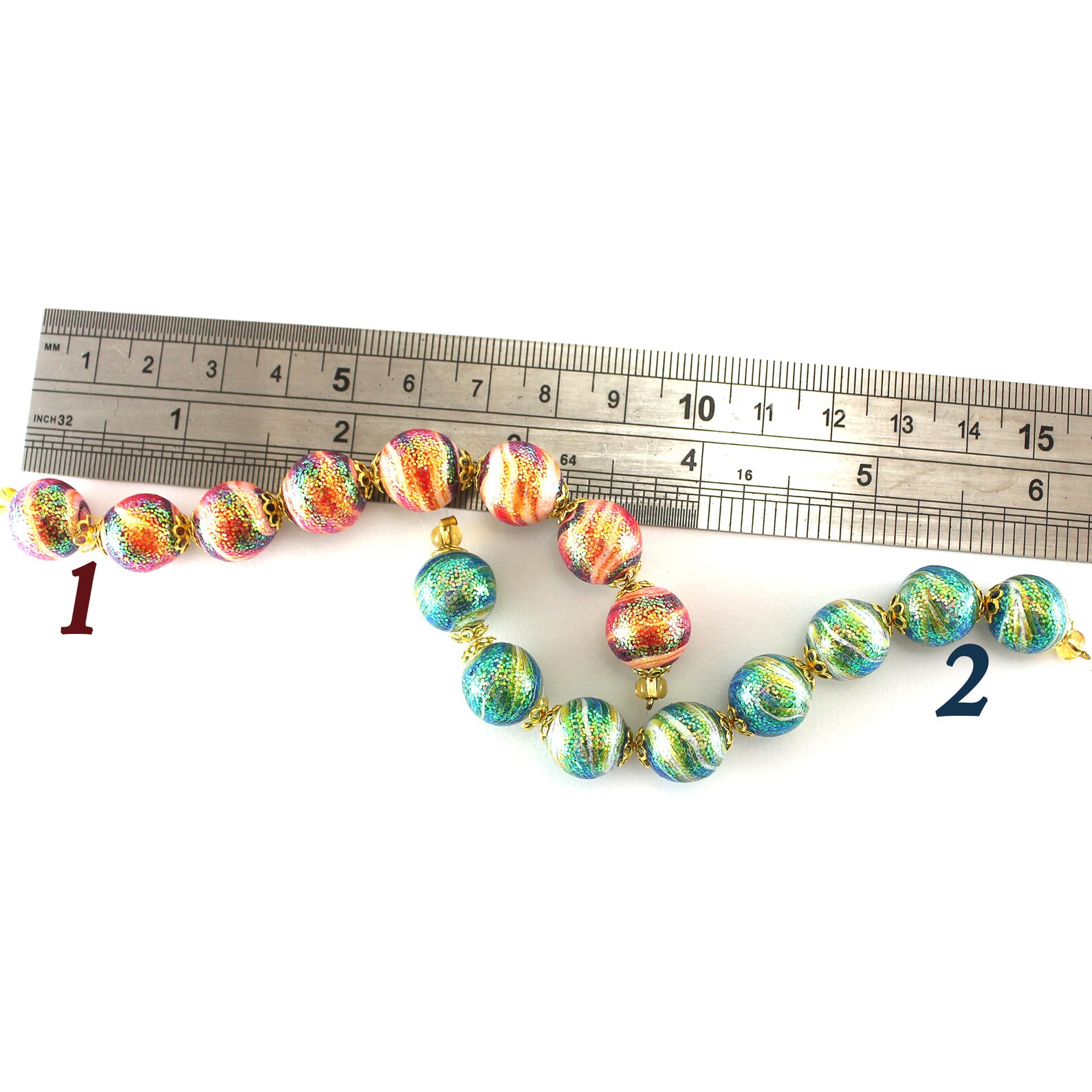 Ombre glitter round bead 8 original designer beads for DIY Etsy