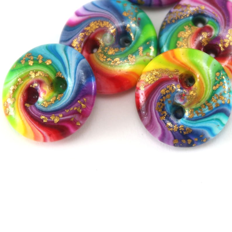 Original jewelry rainbow button for DIY gift craft supplies dress button shirt button crochet knit button colorful polymer clay button 8pcs
