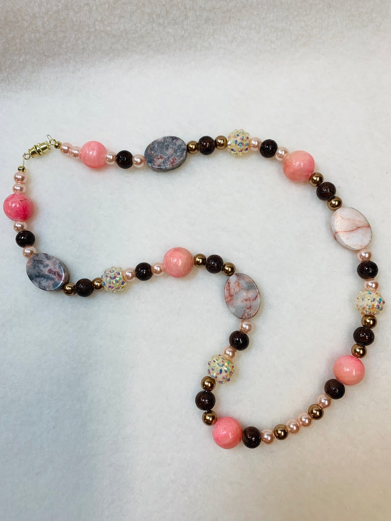 Pink and Peach Color Necklace Beaded Necklace Necklace with Beads Handmade Necklace