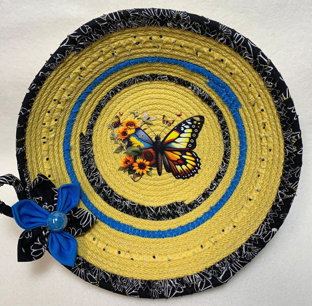 Yellow Rope Bowl, Butterfly Basket, Birthday Gift Idea, Gift for Mother ...