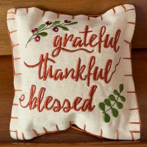 Grateful Pillow Tuck - Thankful Bowl Filler - Autumn Bowl Filler - Fall Deco - Autumn Pillow