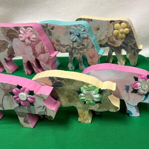 Wooden Farm Animals, Tiered Tray Items, Decoupaged Wooden Cutouts, Cows, Pigs, Rooster