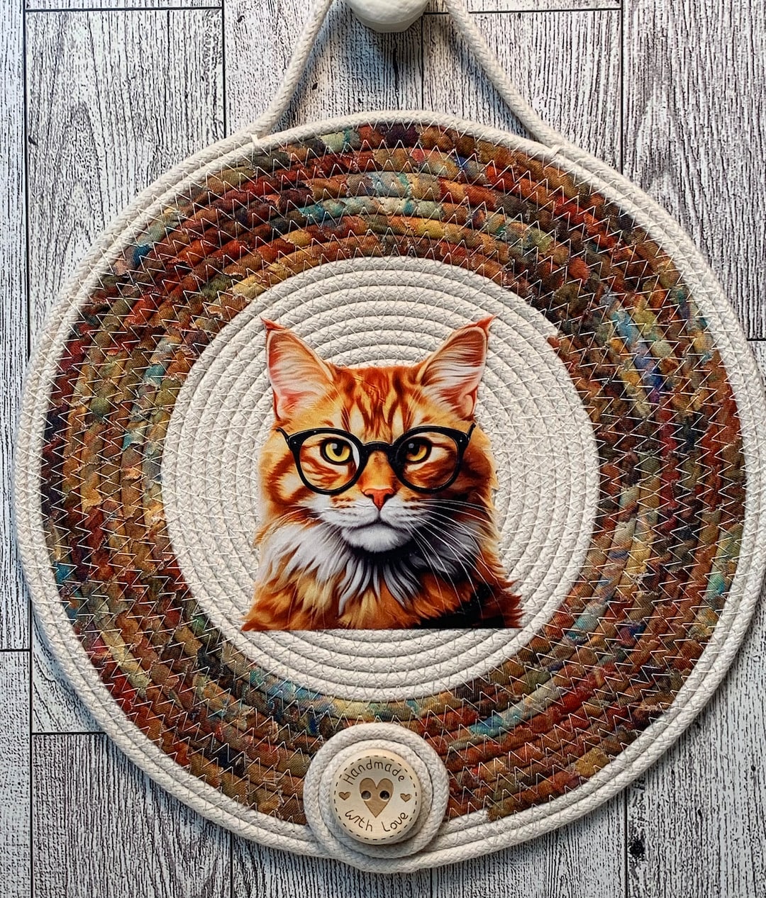 Fabric Rope Cat Wall Art: Heat Transfer Kitten Decoration - Etsy
