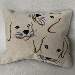 Embroidered Dog Pillow: Small Puppy Faces Accent Pillow