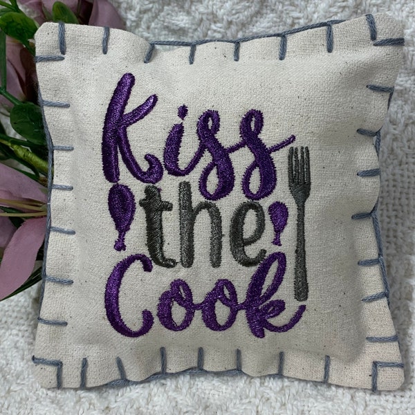 Kiss the Cook pillow, Kitchen decoration, Kiss the Cook bowl filler, Kiss the Cook