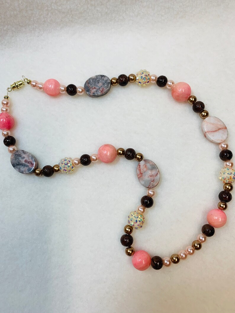 Pink and Peach Color Necklace Beaded Necklace Necklace with Beads Handmade Necklace