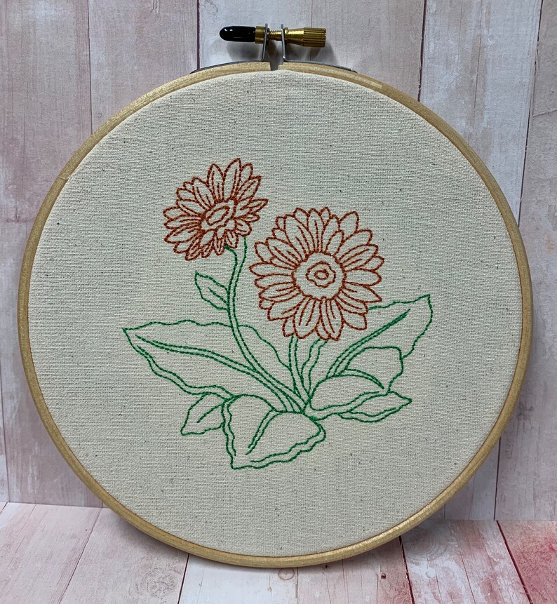 Embroidered Wall Art Gerbera Daisy Wall Hanging Embroidered Etsy