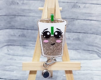 Iced Coffee badge reel, Nursing badge reel, Nurse badge reel, Latte reel, interchangeable badge, retractable badge, Starbucks inspired