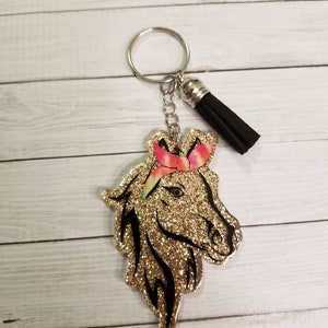 Horse keychain/Horse/Equestrian gift/Horse lover/Glitter keychain/Cowgirl keychain/Rodeo Keychain/ Rodeo gift/Horse ornament/horse bag tag