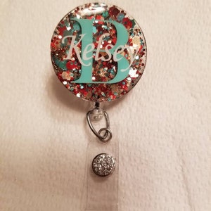 Monogram Badge Reel/ Personalized Glitter Badge Reel/Nurse Badge Reel/Name Badge Reel/Nurse gift/Coworker Gift/ID Holder/ID Badge/Nursing