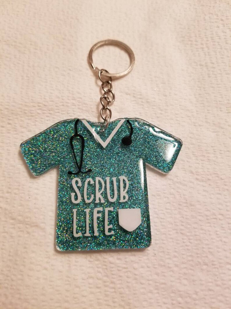 Glitter Scrub Life Keychain/scrub Keychain/nurse Etsy