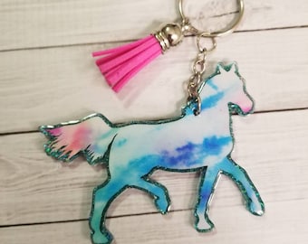Horse keychain/Horse/Equestrian gift/Horse lover/Glitter keychain/Cowgirl keychain/Rodeo Keychain/ Rodeo gift/Horse ornament/horse bag tag