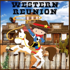 Western Reunion or Party Theme Package. This 50 page DIGITAL DOWNLOAD will help you  create a western atmosphere at your next family reunion