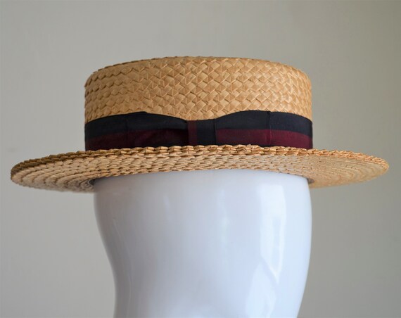 1930s Straw Boater Hat By Oriole Straws 20.5"