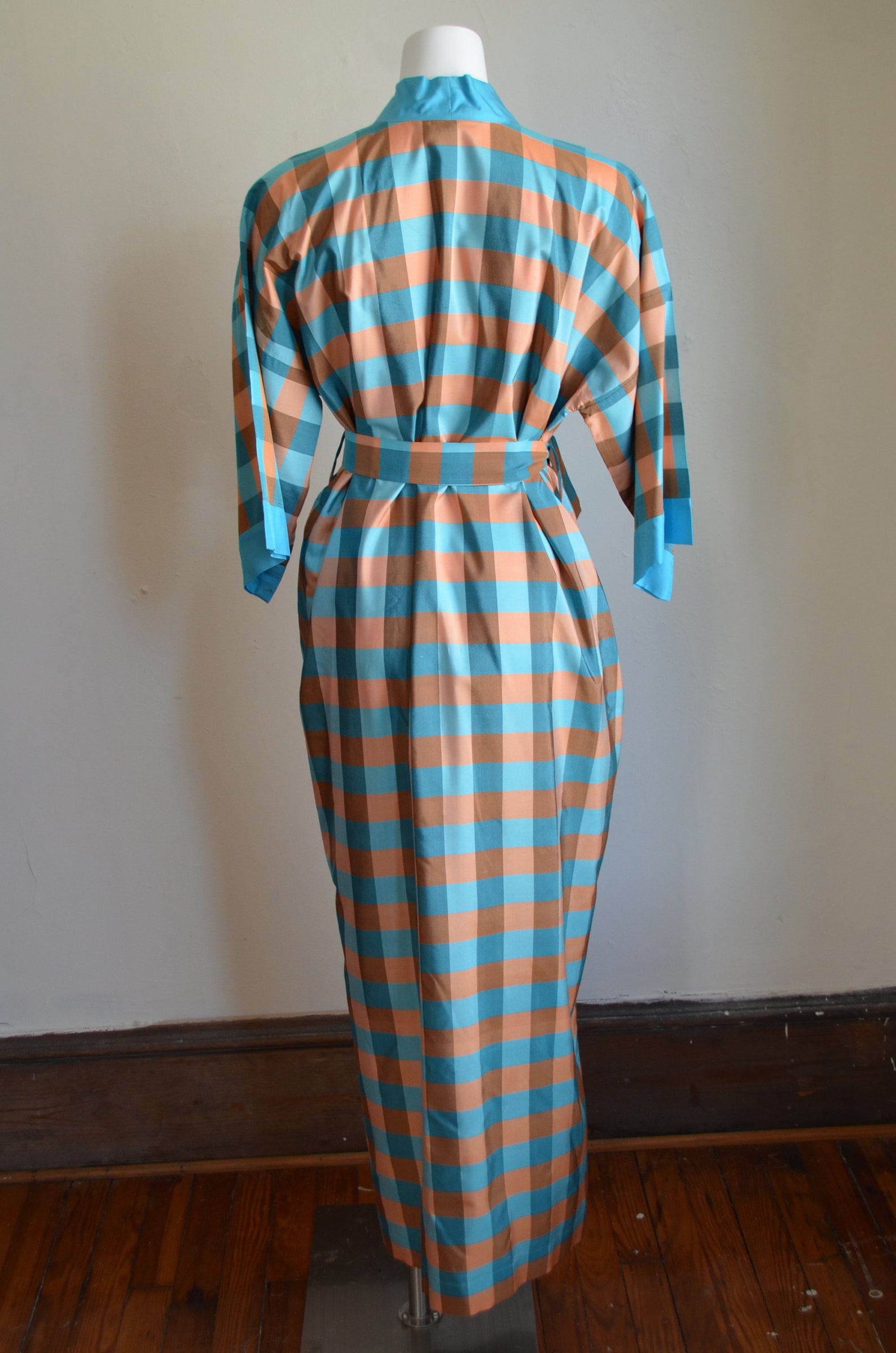Vintage Blue & Orange Silk Robe Made in Hong Kong Bust Etsy