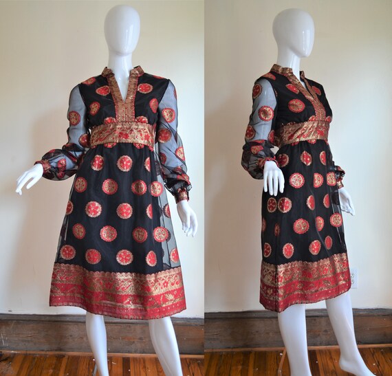 Stellar 1960s Malcolm Starr Red Gold & Black Chiff