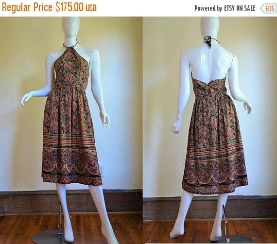 NOS Vintage Indian Cotton Phool Block Print Dress