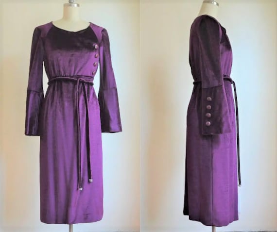 1960s Pierre Balmain Demi-Couture Purple Silk Vel… - image 1