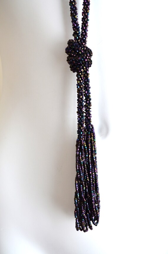 2 1920s Beaded Crochet Long Necklaces in Iridesce… - image 2