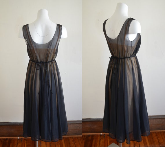 1950s Munsingwear Black Chiffon and Lace Nighty B… - image 2