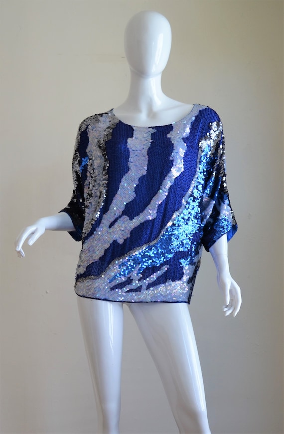 1980s Fabulous Silk & Fully Beaded Dolman Sleeved 