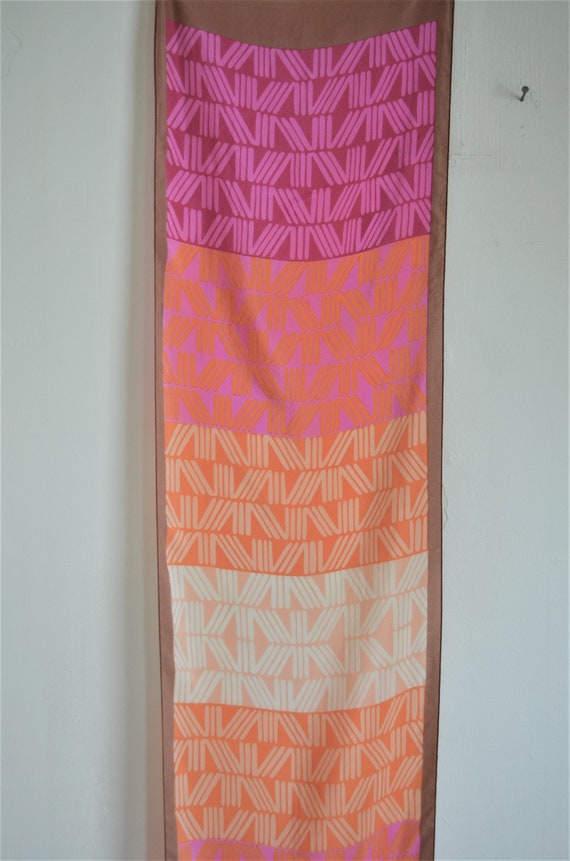 Vintage Jean Patou Silk Scarf 1970s in Pink 13" x 