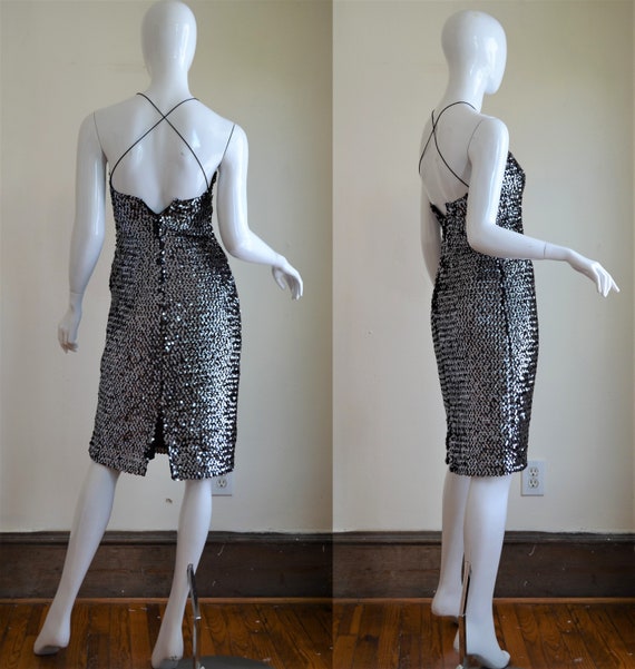 80s Does the 50s Sexy AF Silver Sequin Hourglass … - image 2