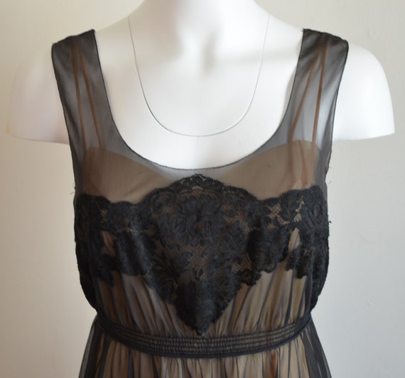 1950s Munsingwear Black Chiffon and Lace Nighty B… - image 4