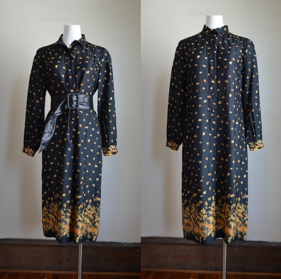 1970s Lanvin Paris New York Print Shirt Dress Bust