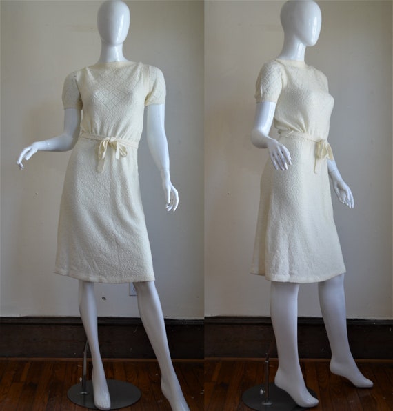 70s Does the 30s Cream Knit Dress with Matching Be