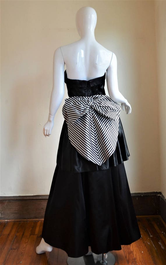 80s Does the 40s Gunne Sax Black & White Straples… - image 2