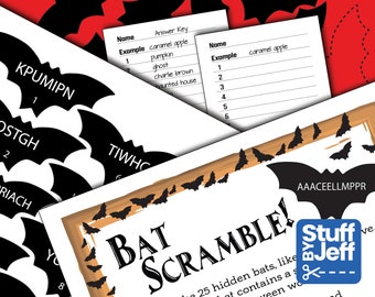 Halloween Party Game - Find-A-Bat "Bat Scramble" - Digital Download - Unique Fun - Adults - Teens