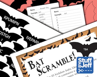 Kids Halloween Party Game - Find-A-Bat "Bat Scramble" Kids - Digital Download - Unique Fun - Kids