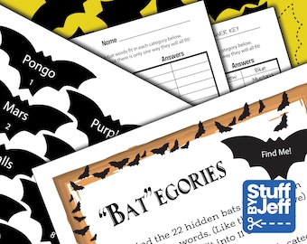 Halloween Party Game - Find-A-Bat "Bat-egories" - Digital Download - Unique Fun - Adults - Teens