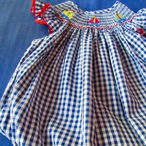 Petit Bebe Baby Girls Pink Check Bubble - Smocked Sailboats main image 1