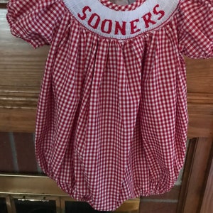 Oklahoma Sooners.  Romper for Boys.  Bbble for boys and girls.  Oklahoma Sooners romper or bubble.  Girls bubble
