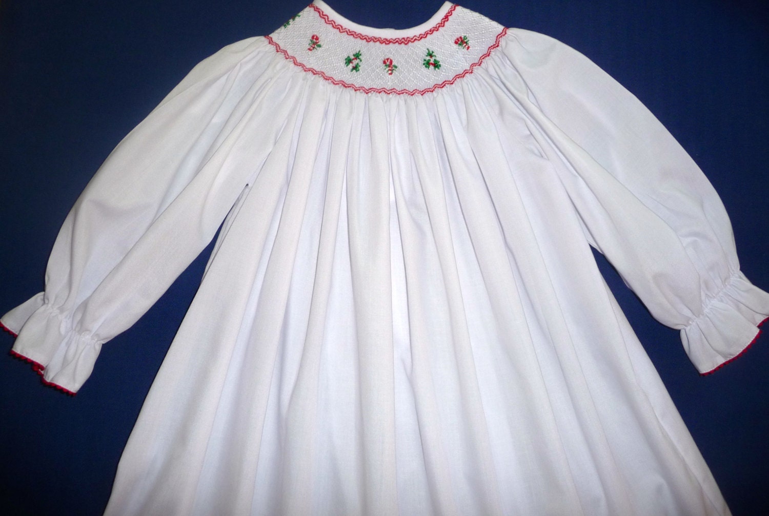 white smocked christmas dress Sofia White Taffeta Long Sleeve Smocked Dress