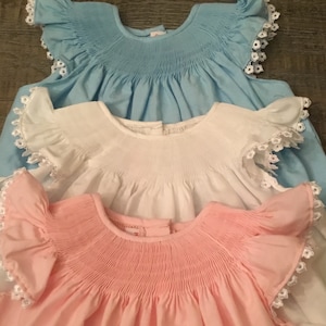 Ready to Smock Baby Girl Bubble with white trim.  Ready for you to smocked