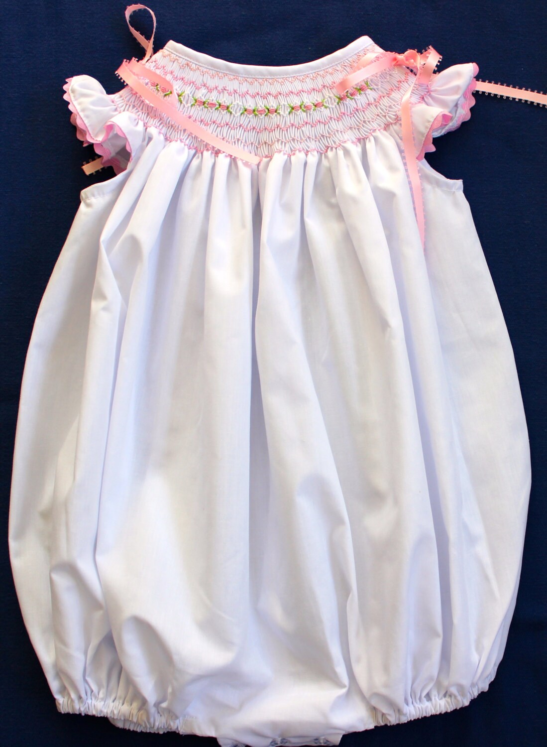 Baby Girl Sally Pink Dots Hand Smocked Bubble