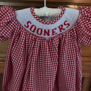 Oklahoma Sooners.  Romper for Boys.  Bbble for boys and girls.  Oklahoma Sooners romper or bubble.  Girls bubble