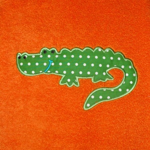 Appliqued and personalized beach towel.  Alligator applique
